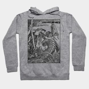 Pre-raphaelite kiss and dragon Hoodie